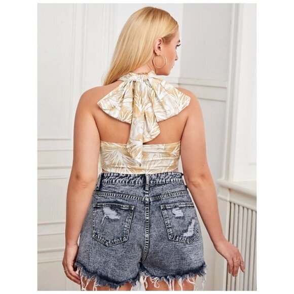 Boho Scarf Crossover Tie Back Crop Halter Top Womens Sz 14 (1XL) NWT - Picture 7 of 11